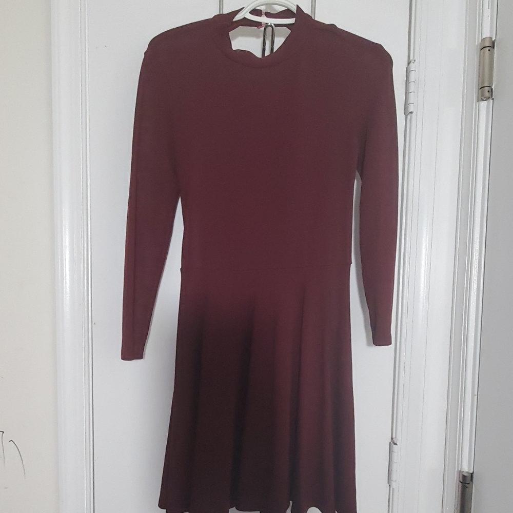 American Apparel Burgundy Skater Low Back Dress